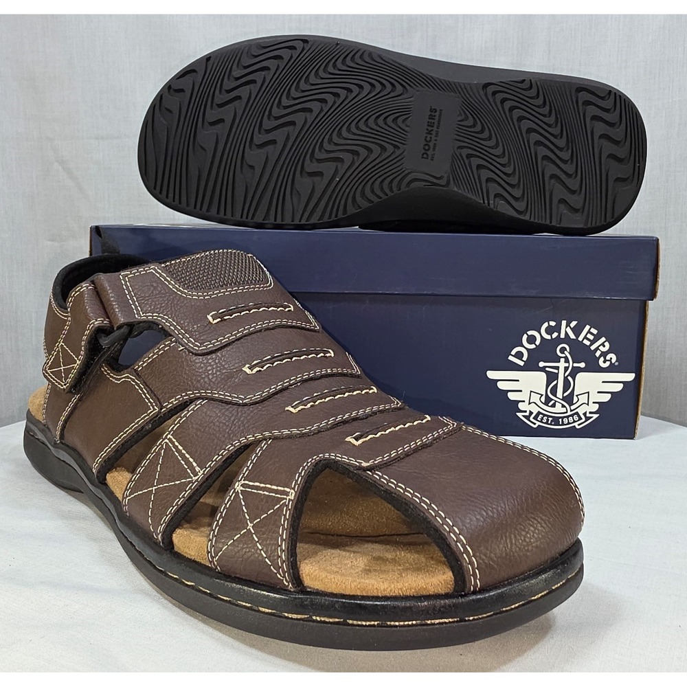 Dockers Shorewood Mens Fisherman Sandals Brown Memory Foam Comfort Shoes - Picture 5 of 11